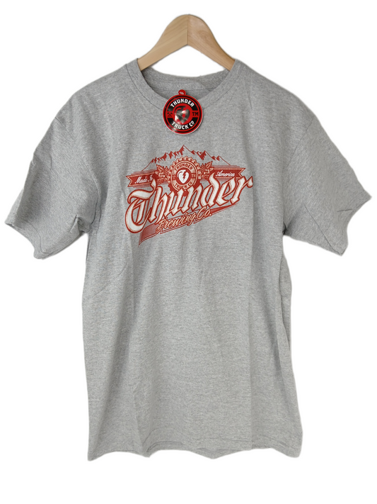 Thunder Trucks Thunder Brewing Co. Heather Grey Red White Size M S/s Vintage Shirt