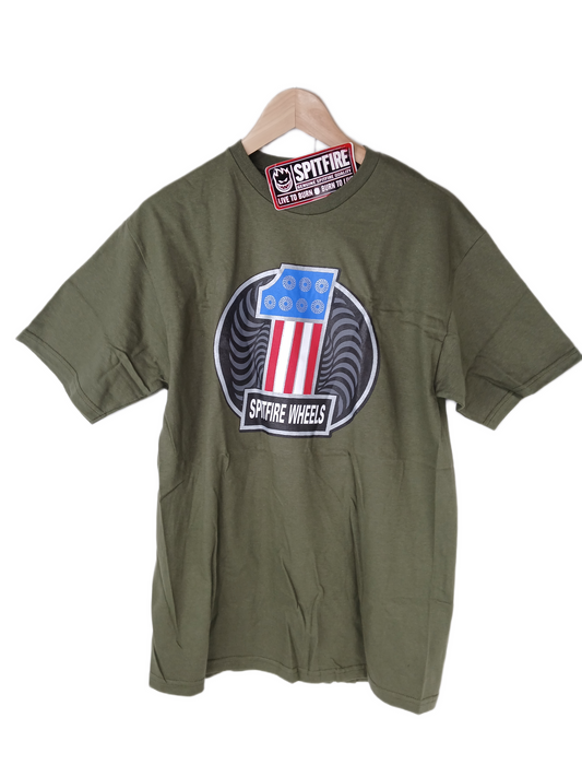 Spitfire Spitfire Wheels #1 Olive Silver Flake U.S.A. Colors Size M S/s Vintage Shirt