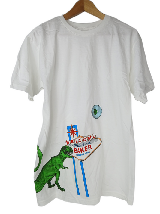 Baker Welcome To Baker Dinosaur Logo White Multi Size M S/s Vintage Shirt