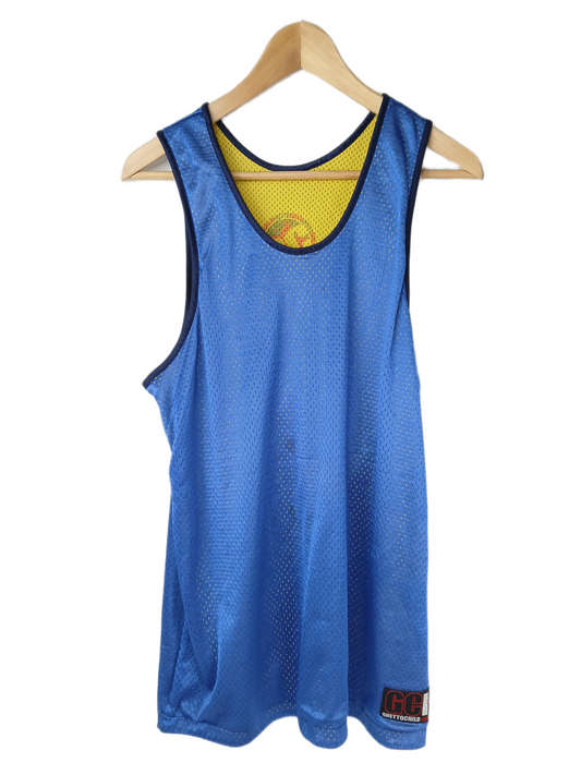 Ghetto Child Scrimmage Jersey Blue Gold Mesh Size Large Vintage Tank Top