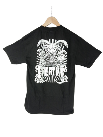 Creature Goat White Black Front & Back Print Size M S/s Vintage Shirt