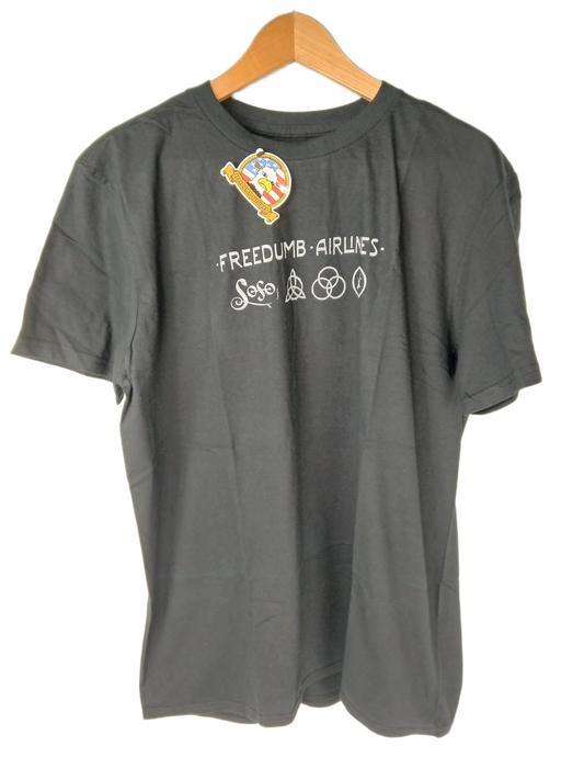 Freedumb Airlines Dan Drehobl Logos Black Grey Size L S/s Vintage Shirt