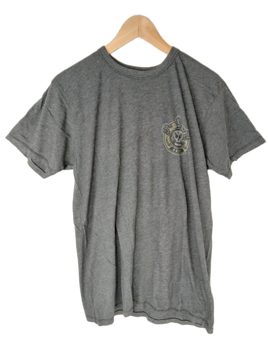 Obey Savage Posse Skull & Shield Graphic Charcoal Grey Olive Size L S/s Vintage Shirt