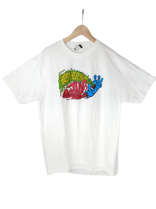 Santa Cruz Happy Birthday Jim Phillips 70 Year Anniversary Graphic Screaming Hand White Multi Size Large S/s Vintage Shirt