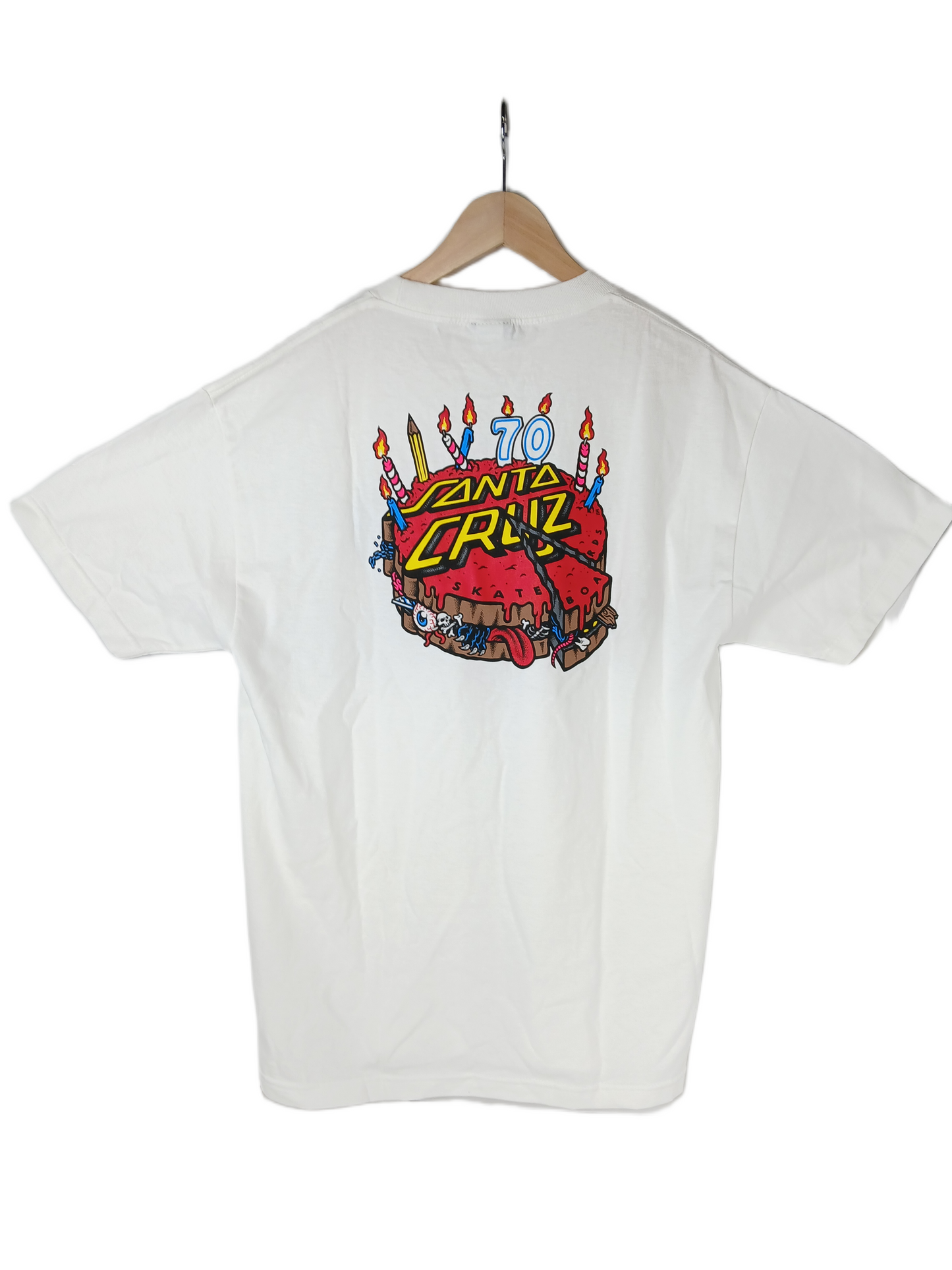 Santa Cruz Happy Birthday Jim Phillips 70 Year Anniversary Graphic Screaming Hand White Multi Size Large S/s Vintage Shirt