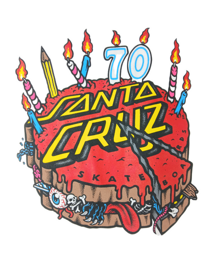 Santa Cruz Happy Birthday Jim Phillips 70 Year Anniversary Graphic Screaming Hand White Multi Size Large S/s Vintage Shirt