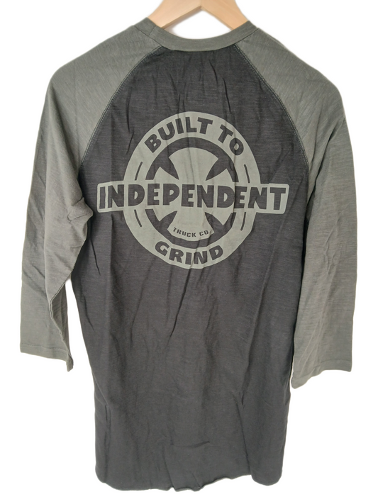 Independent Built To Grind Raglan Black Charcoal Size M 3/4 Sleeve Shirt