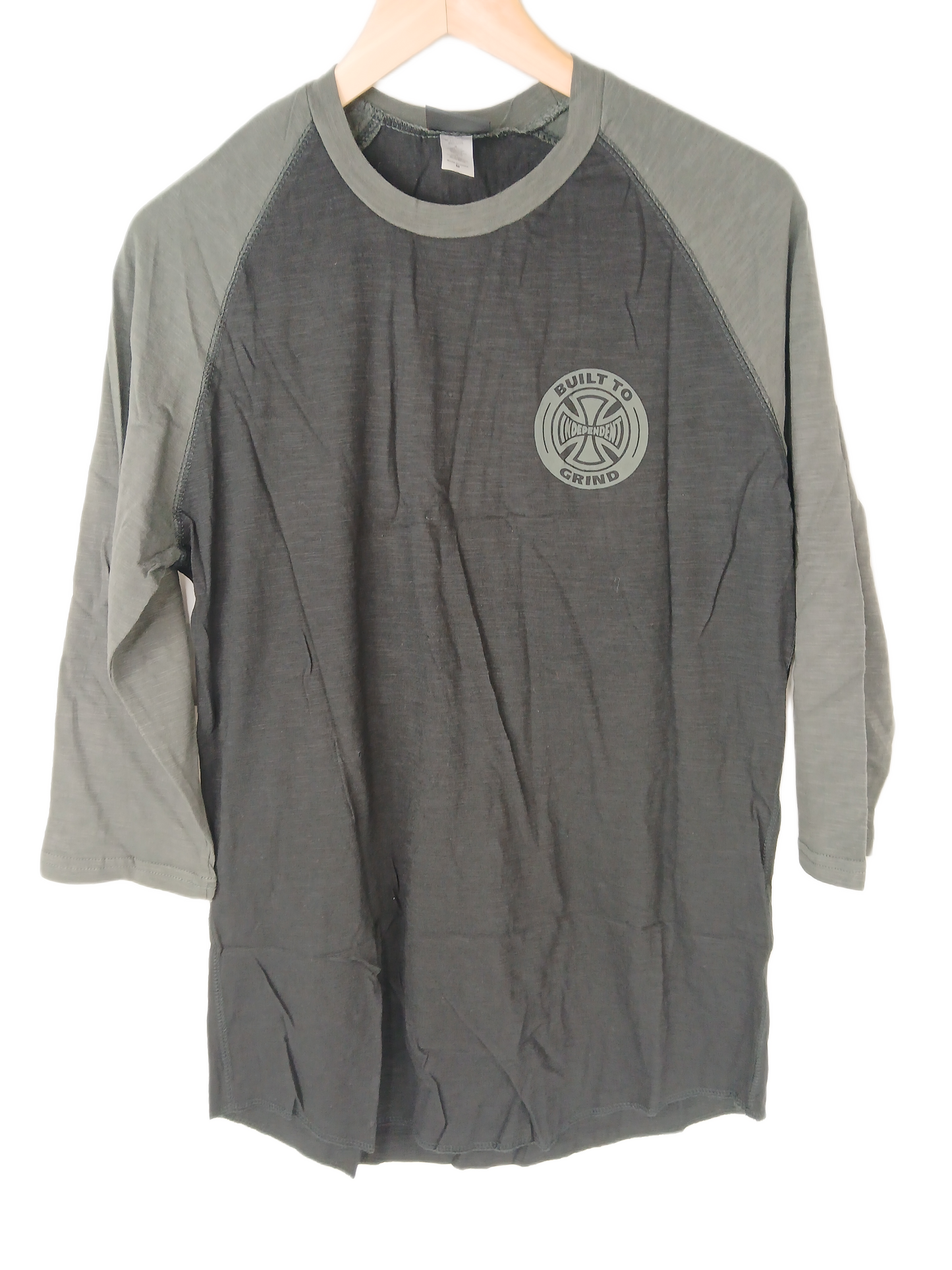 Independent Built To Grind Raglan Black Charcoal Size M 3/4 Sleeve Shirt