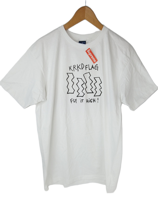 Krooked Krooked Black Flag Bars Fly It High! Black White Art By Mark Gonzales Size L S/s Vintage Shirt