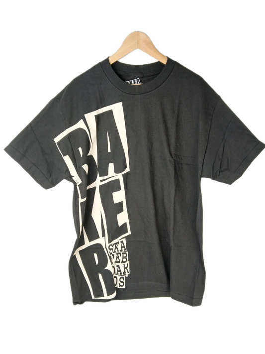 Baker Large Side Print Logo Black White Size L S/s Vintage Shirt