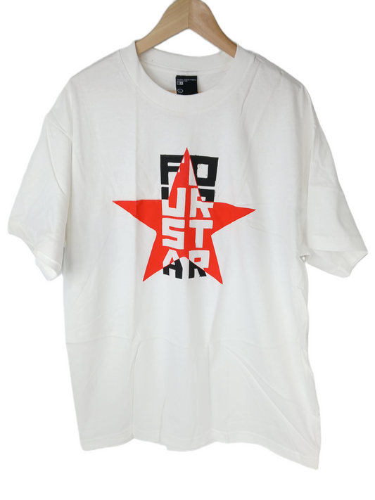 Fourstar Red Star White Black Red Size L S/s Vintage Shirt