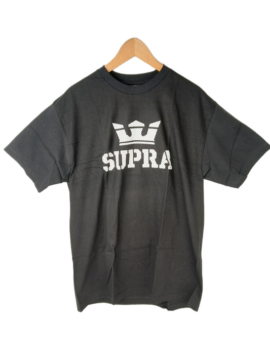 Supra Crown Logo Lines Black White Size L S/s Vintage Shirt