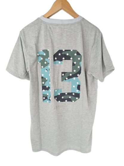 Asphalt Yacht Club AYC A Stars Logo Heather Gray Camo Multi White Stars Size M S/s Vintage Shirt