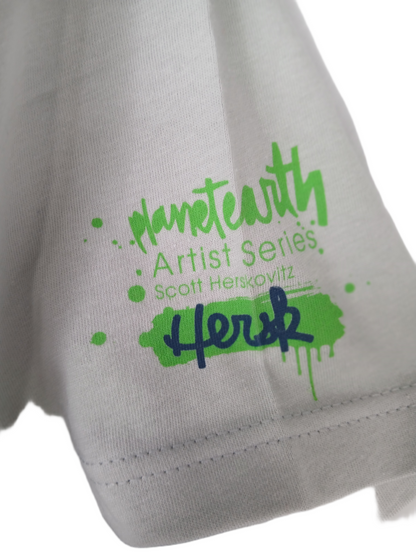 Artist Series Earth Abstract Art Grey Navy Green Size M S/s Shirt