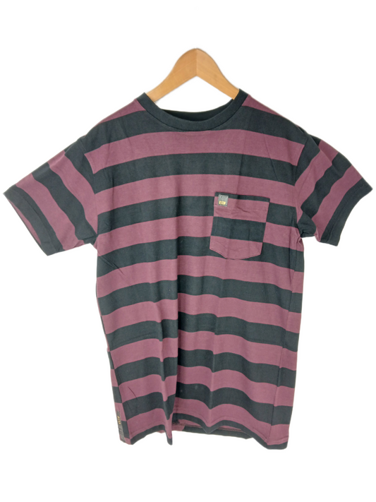 Flip Skateboards Striped Burgundy Black Size L S/s Vintage Pocket Shirt
