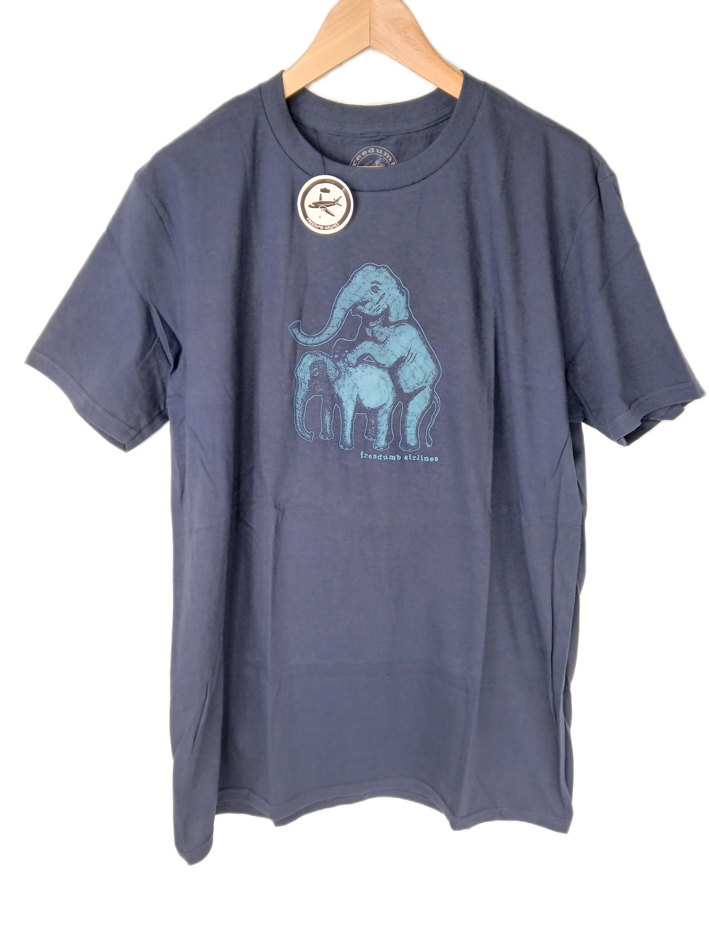 Freedumb Airlines Elephant Navy Size L S/s Shirt