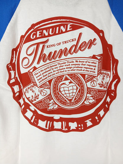 Thunder Bottle Cap White Blue Red Size S Baseball T