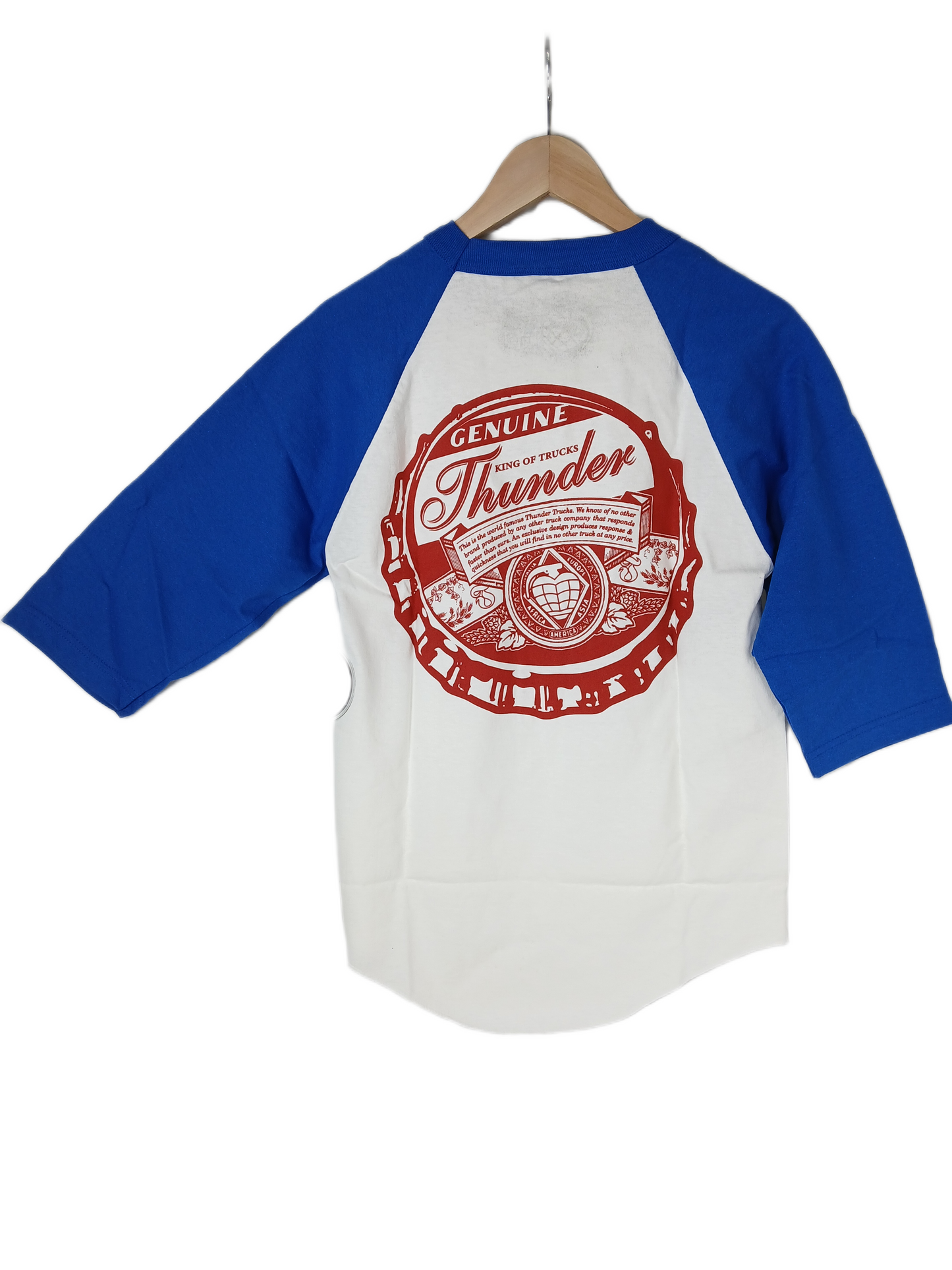 Thunder Bottle Cap White Blue Red Size S Baseball T