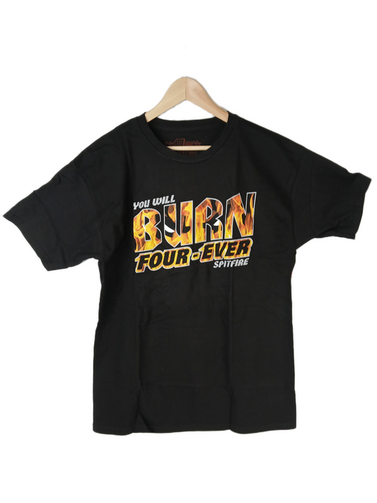 Spitfire Burn Four Ever Black Orange Silver Size L S/s Shirt