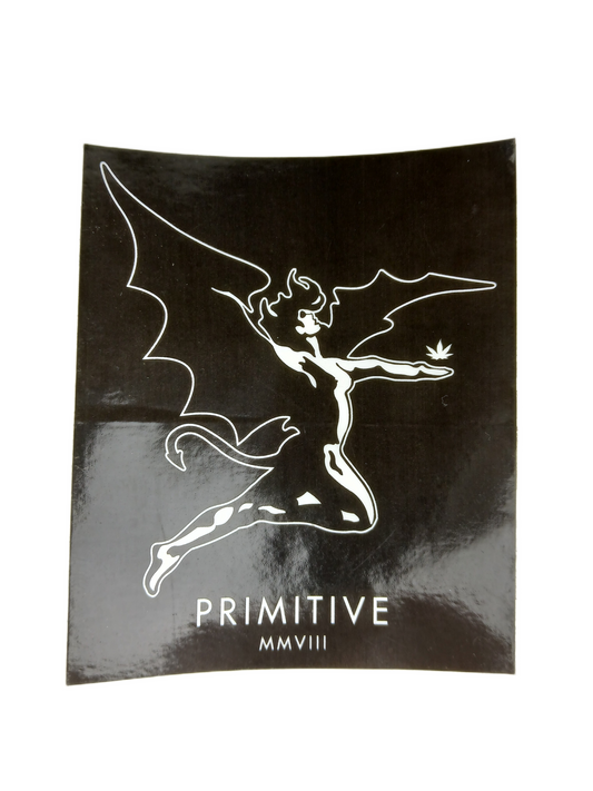 Primitive Angel MMVIII Black White 3.5" x 2.9" Vintage NOS Sticker