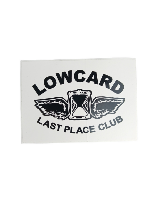 Lowcard Last Place Club White Black 3" X 2" Vintage NOS Sticker