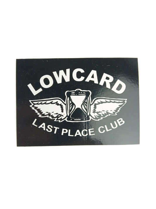 Lowcard Last Place Club Black White 3" X 2" Vintage NOS Sticker