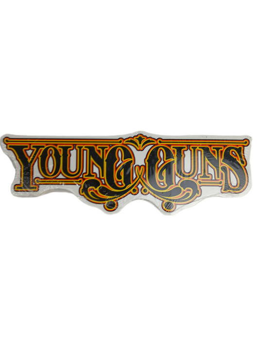 Young Guns Clear Orange Black Yellow Size 6.1" X 2" Vintage NOS Sticker