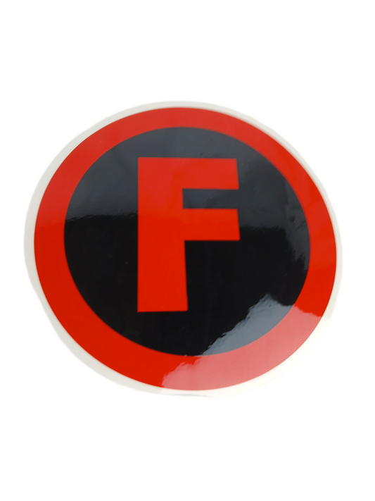 Foundation F Clear Red Black 6" x 6" Vintage NOS Circle Sticker