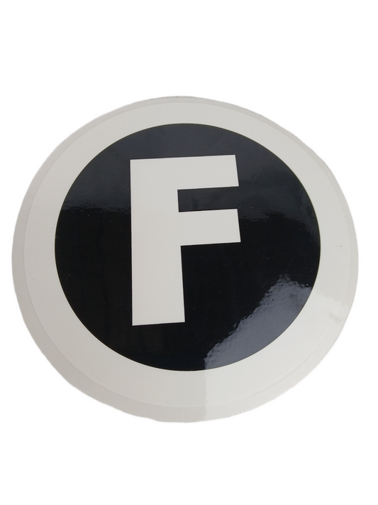 Foundation F Clear White Black 6" x 6" Vintage NOS Circle Sticker