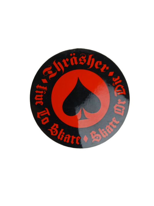 Thrasher Magazine Spade Live To Skate Black Red 2.5" x 2.5" Vintage NOS Circle Sticker