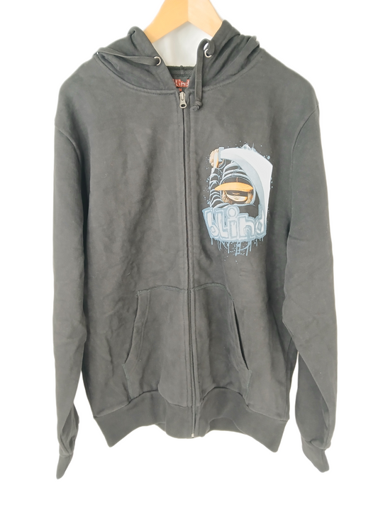 Blind Machete Black Blue White Size M L/s Vintage Hooded Sweatshirt