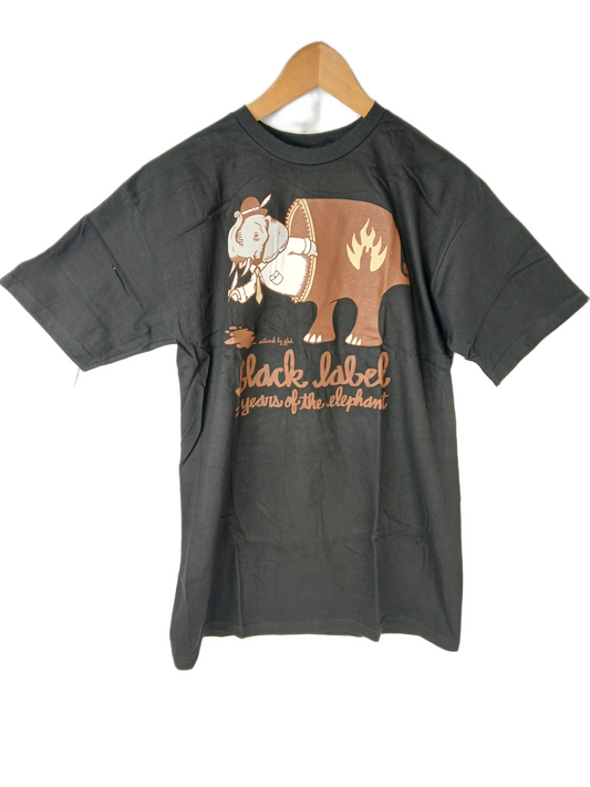 Black Label 20 Years Of The Elephant Anniversary Graphic Black Brown White Size M S/s Vintage Shirt