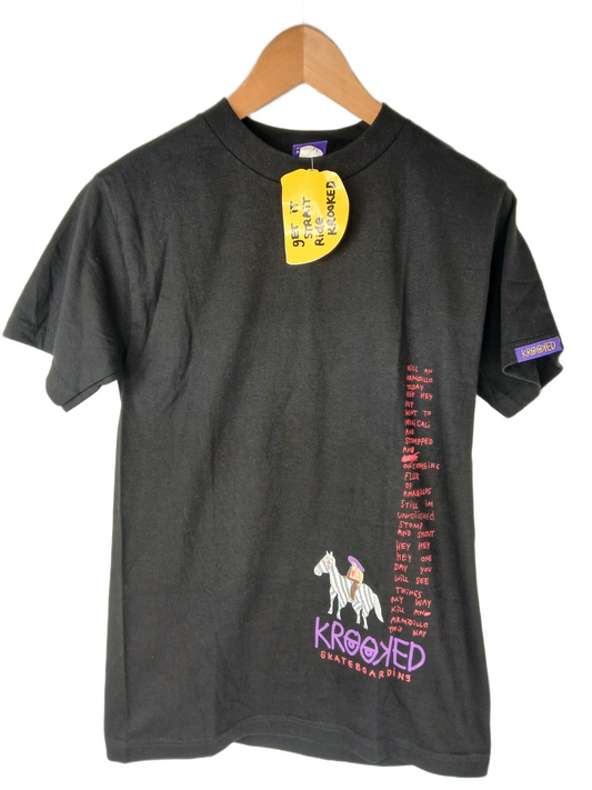 Krooked Zebra Man Poem Black Red Multi Size S S/s Vintage Shirt