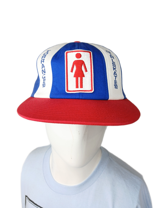 Girl Girl Skate Torrance '93 Red Silver White Blue Mesh One Size Fits All Vintage Snapback Trucker Hat