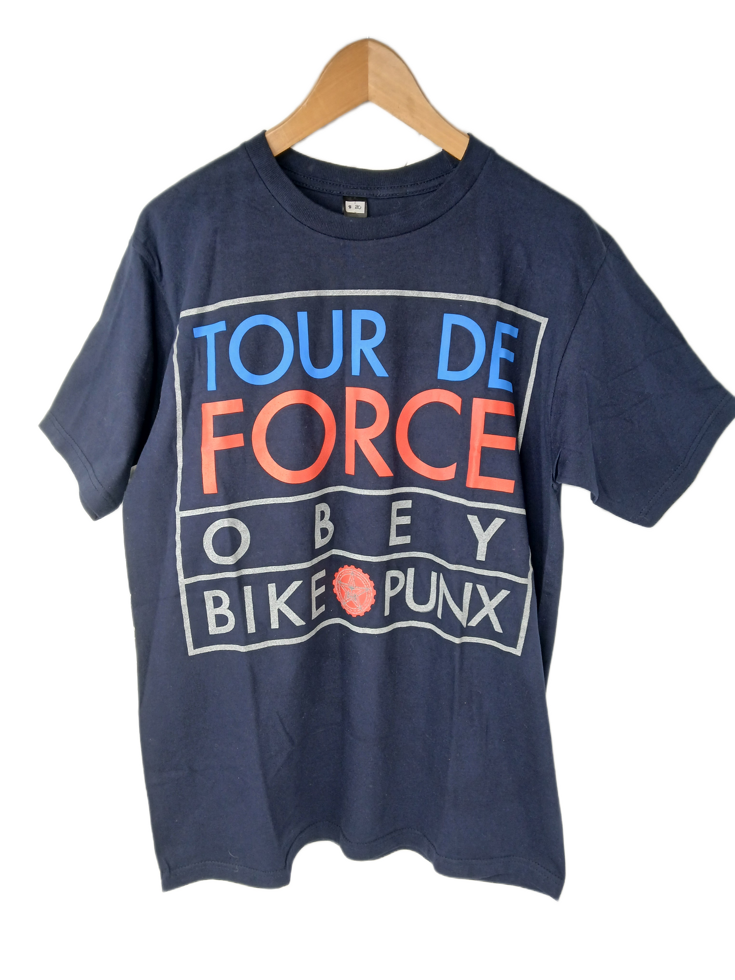 Obey Tour De Force Bike Punx Navy Blue Red Size M S/s Shirt