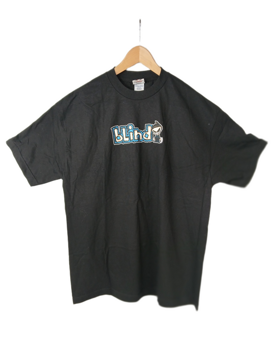 Blind Reaper Logo Black Blue White Size XL S/s Vintage Shirt