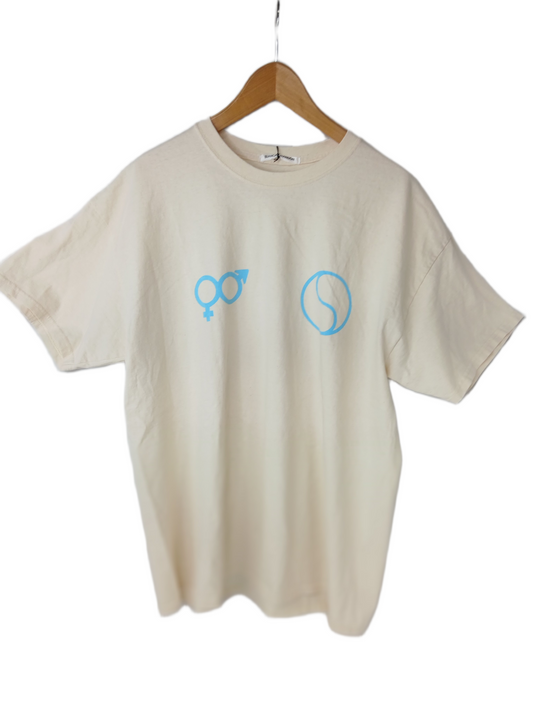 Bianca Chandon Yin & Yang Male & Female Tan Blue Size L S/s Shirt