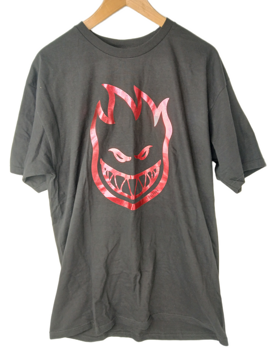 Spitfire Big Head Flame Logo Black Red Foil Size L S/s Vintage Shirt