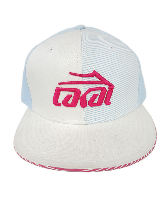 Lakai Lakai Logo Pink White Blue Stripes Size 7 1/4 Vintage Fitted Hat