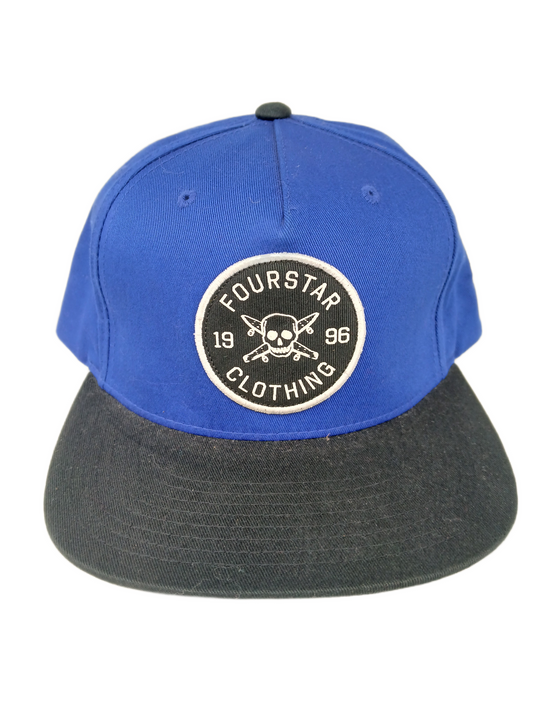 Fourstar 1996 Skull & Crossboards Patch Blue Black Silver One Size Fits All Vintage Snapback Hat
