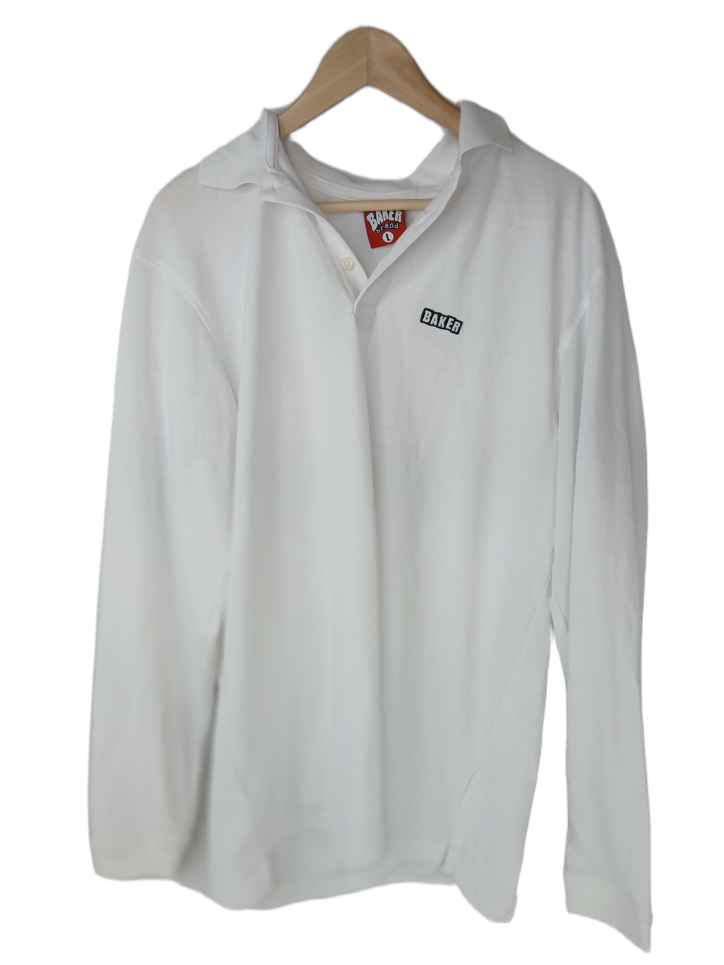 Baker Small Chest Logo White Size L Collared L/s Shirt