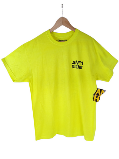 Anti-Hero Maka Lassai DIY Back Print Neon Yellow Black Size L S/s Vintage Shirt