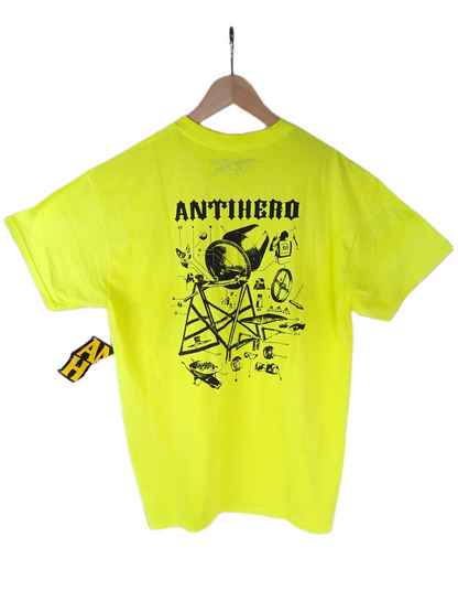 Anti-Hero Maka Lassai DIY Back Print Neon Yellow Black Size L S/s Vintage Shirt