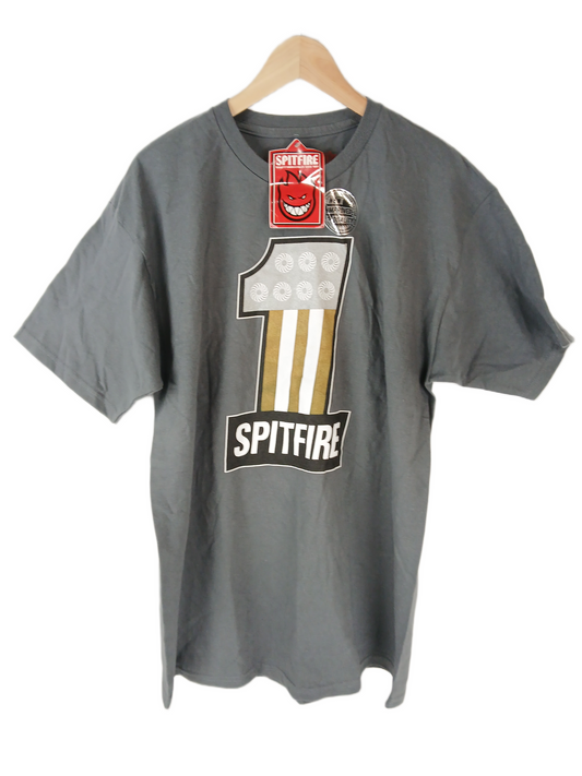 Spitfire Number One Logo Grey Gold Silver Size Large S/s Vintage Shirt