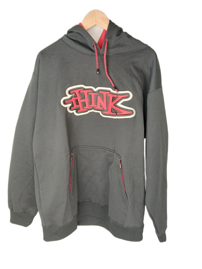 Think Pure Skateboarding Black Red Silver Size L L/s Vintage Hoodie