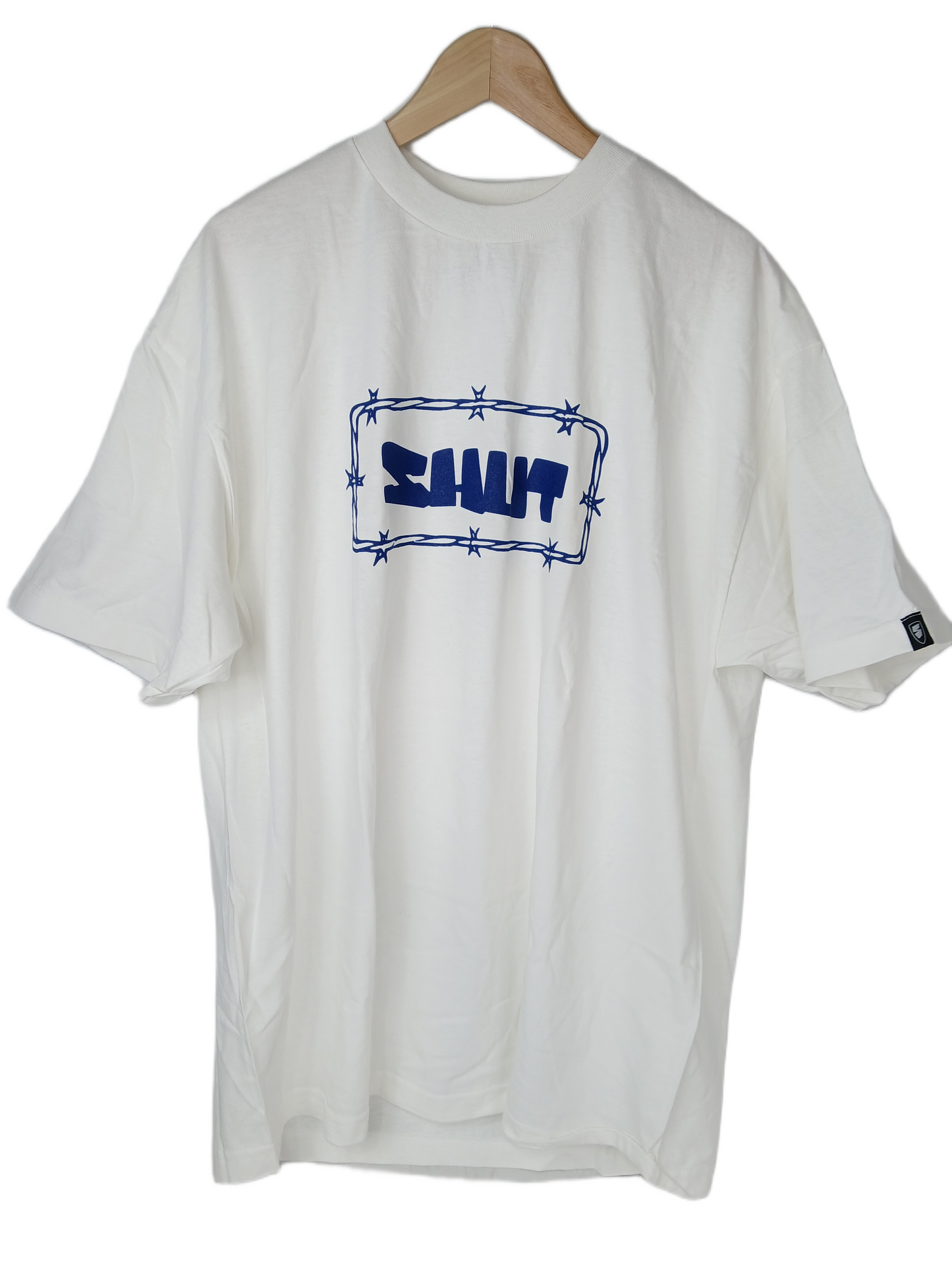 Shut Skates Barbed Wire Logo White Blue Mens Size XL S/s Shirt