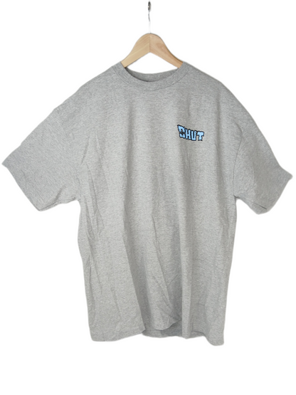 Shut Posse Jeep Back Graphic Chest Print Front Grey Lt Blue Size XL S/s Vintage Shirt