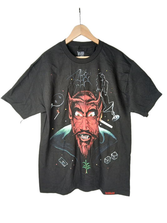 Deathwish Lizard King Devil Black Red Multi Size L S/s Vintage Shirt