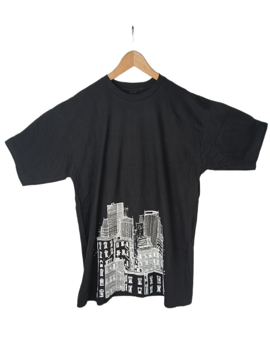 Adio Cityscape Black White Size XL S/s Shirt