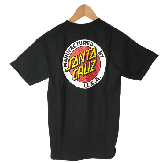 Santa Cruz Manufactured Dot Pocket Large Back Print Black White Red Yellow Size S S/s Vintage Shirt